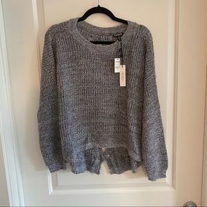 NWT EXPRESS Medium Grey Sweater with Fun Open Back!